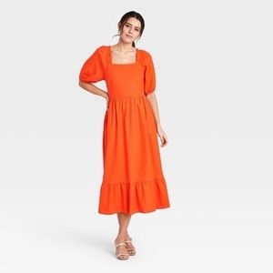 Puff Elbow Sleeve Open Back Dress - Target